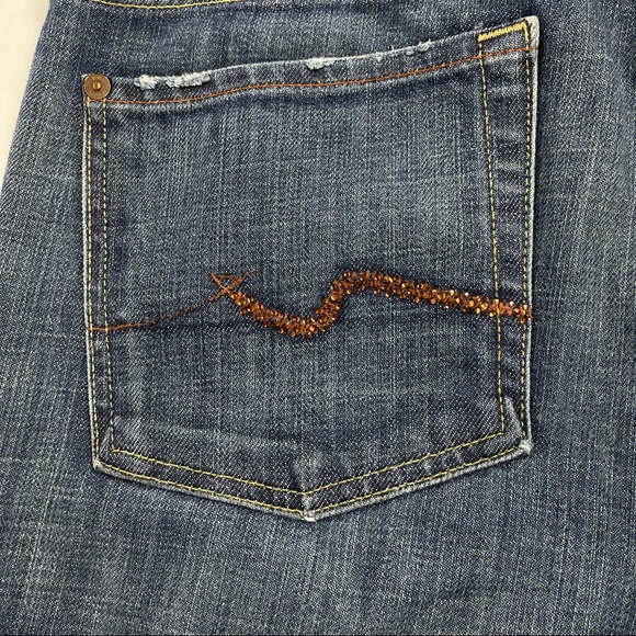 7 For All Mankind Rhinestone Pocket Bootcut Jeans 31 - Picture 7 of 12
